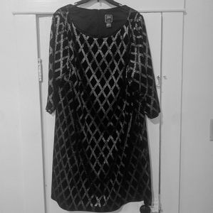 JH Evenings black velour dress with silver glitter